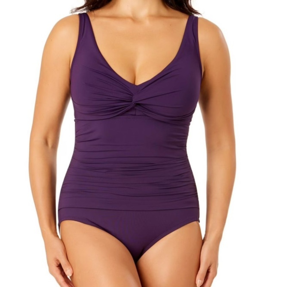 Lands End Purple One-Piece Swimsuit